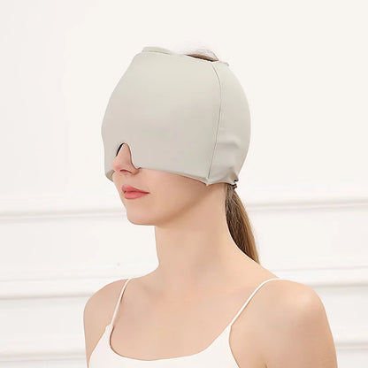 Women Girls Gel Migraine Relief Cap Head Hot Cold Therapy Headache Ice Hat Stress Relax Pain Pack Eye Mask Massage Tool