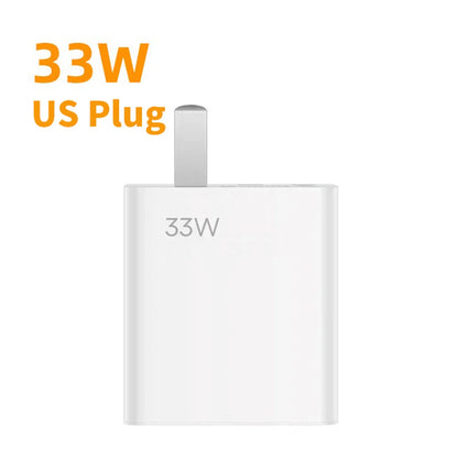 USB Charger 33W Fast Charging EU/US Plug Wall Charger 6A Type C Cable For Xiaomi 14 13 Redmi K30 K40 Quick Charge Phone Adapter