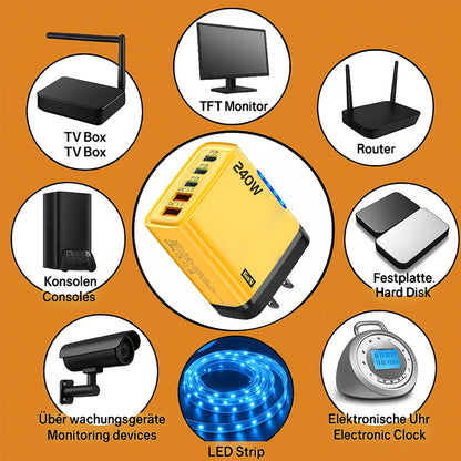 Xiaomi 5 in 1 GaN Desktop Charger 240W Fast Charging Adapter 10A USB To TypeC Cable 3PD 2 USB Charger For IPhone 16 15pro Laptop