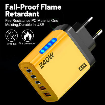 Xiaomi 5 in 1 GaN Desktop Charger 240W Fast Charging Adapter 10A USB To TypeC Cable 3PD 2 USB Charger For IPhone 16 15pro Laptop